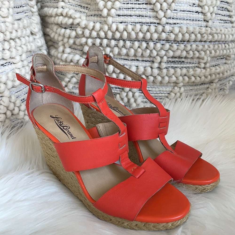 Lucky Brand Leather Wedge Heels 8.5